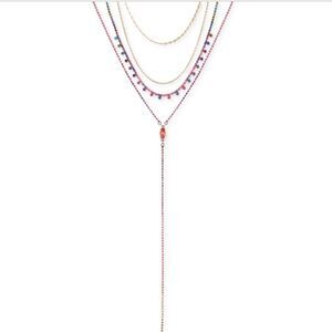 NWT  Womens Guess Gold-Tone W/Rainbow Colored Stones Lariat Y-Necklace